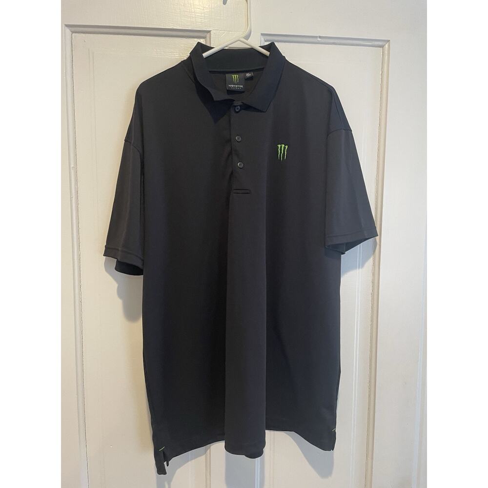 Official Monster Energy Drink Men’s XL Black Logo Short Sleeve Polo Shirt Golf